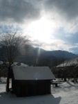 Photo : La cabane du jardin en hiver